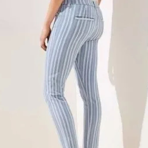LOFT Women's Blue/White Striped Modern Skinny Crop Pants, size petite 31/12 - Picture 2 of 8